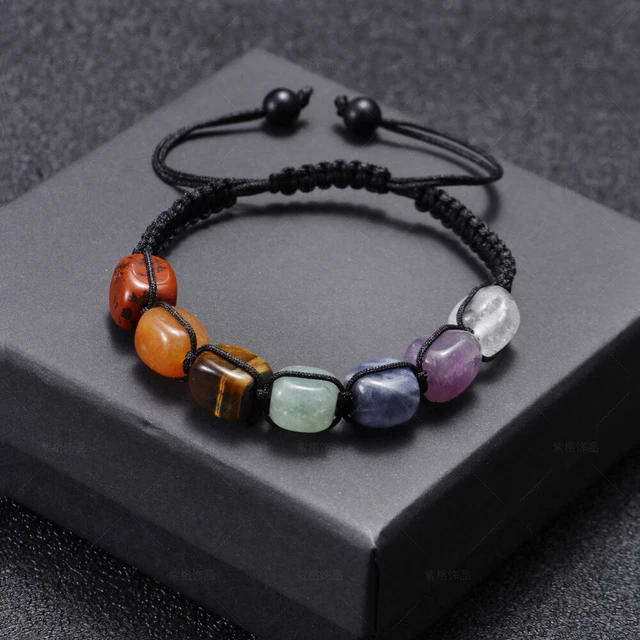 7 Chakra Stone Bracelet Reiki Healing Natural Crystal Braided Jewelry Gifts