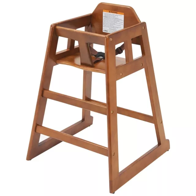 Wooden Restaurant Style High Chair With Child Seat Safety Strap Astm