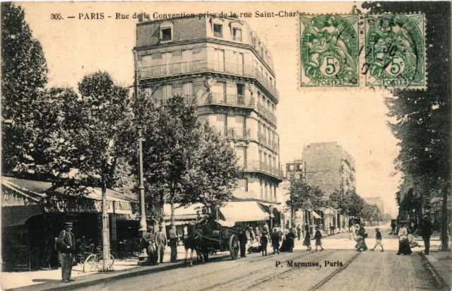 CPA PARIS (15th) Rue de la Convention taken from rue St-Charles (536773)