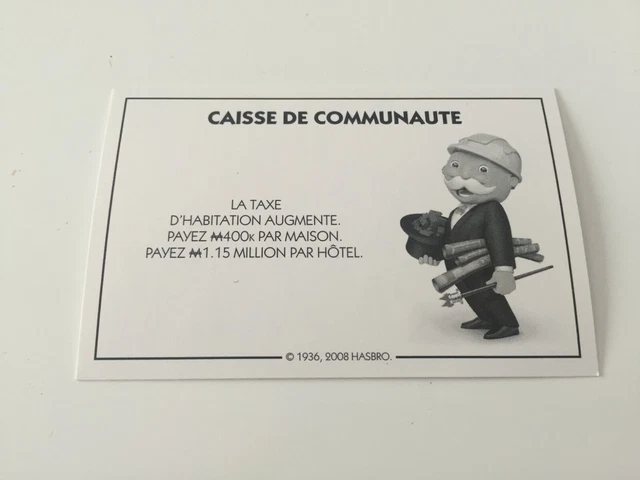 Cartes Chance Et Caisse De Communauté Pour Monopoly Francs 1996 - Marque Parker, Occasion, Jeu De Cartes