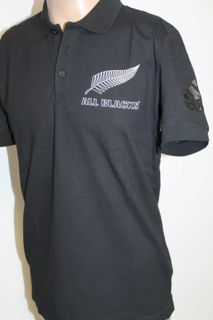 Adidas Hommes Nouvelle-Zélande New Zealand Tous Noir Haut Polo Blanc TAILLE S