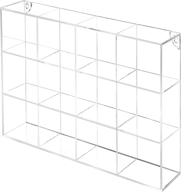 Wall Mounted Clear Acrylic Compartment Organizer Rack, Display Shadow Box Shelf