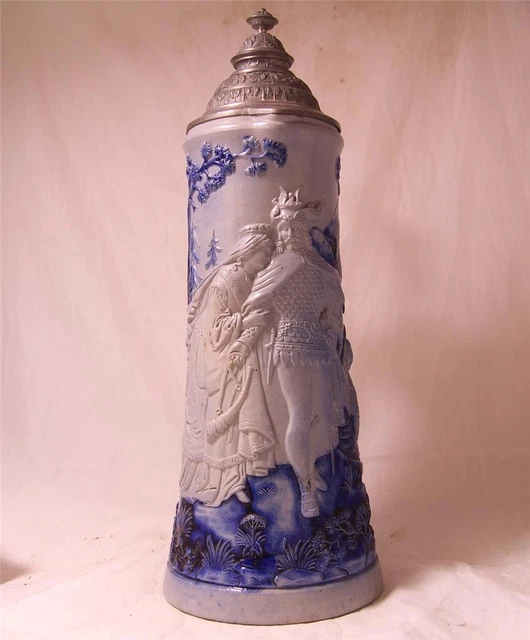 Large Antique German Beer Stein/Server Lohengrin by J.L.Knoedgen c.1890s