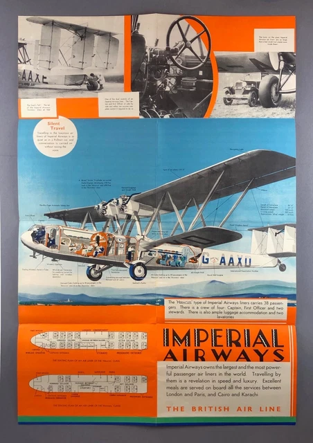 Imperial Airways Cutaway Poster Brochure Handley Page Hp.42 Hannibal Heracles Imperial Airways Cutaway Poster Brochure Handley Page Hp.42 Hannibal Heracles