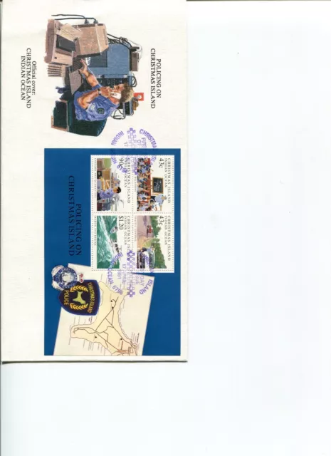 1991 CHRISTMAS ISLAND Policing in Christmas Is. M/S FDC POST FREE