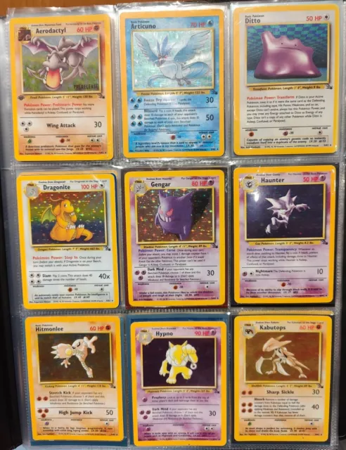 Complete Fossil Set Pokemon Cards 62/62 WOTC TCG 1999 1st Edition Aerodactyl Pre