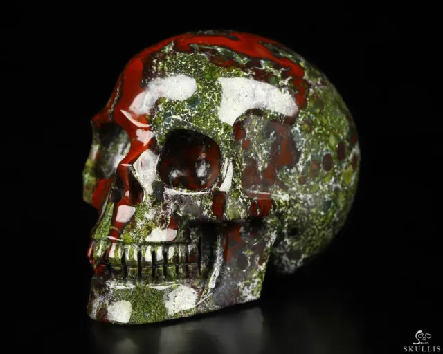 2.0" Dragon Blood Jasper Hand Carved Crystal Skull, Realistic, Crystal Healing