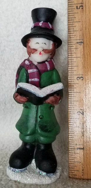 Beautiful Porcelain Ceramic Male Christmas Caroler Standing Figurine in Green