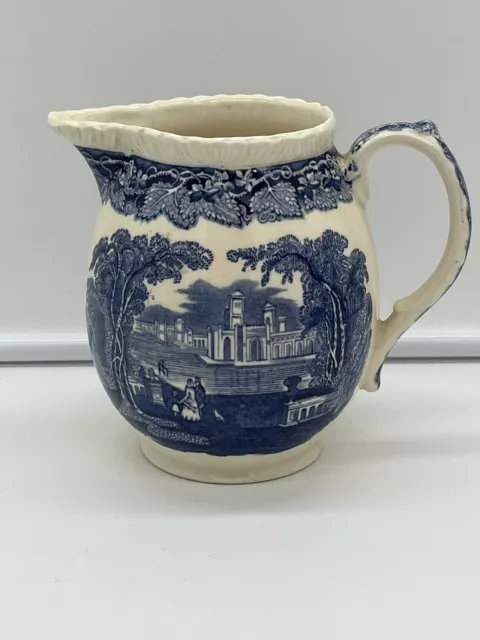 Vintage Masons Ironstone Pitcher Creamer Jug Vista England Blue & White