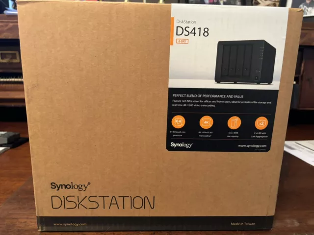 NEVER USED! Synology DiskStation DS418 4-bay Diskless NAS with Cable