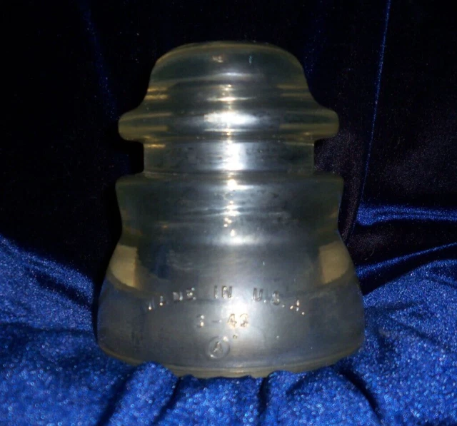 Vintage WHITALL TATUM Clear Glass Electrical Insulator No. 1 USA 3-42 A