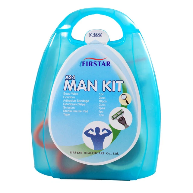 Mini Erste Hilfe Mann Set(18 Teile) Kondome Deordorant Tücher Reise Auto