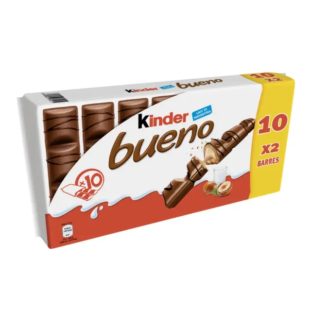 Kinder Bueno bar, Hazelnut, 1.51 Ounce ( 20 Bars - Pack of 10)