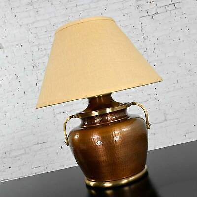 Moorish Frederick Cooper Style Hammered Copper Bulbus Urn Shape 2 Handled Lamp