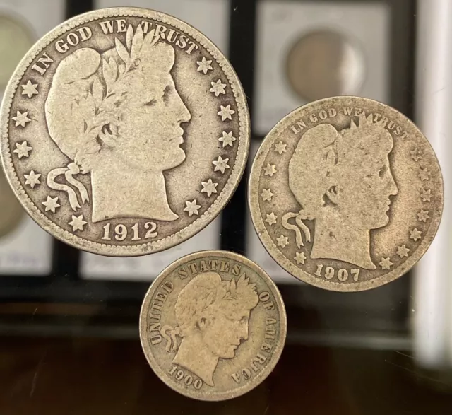 BARBER SET! 3 Coin Set (1) Half (1) Quarter And (1) Dime .85 FACE