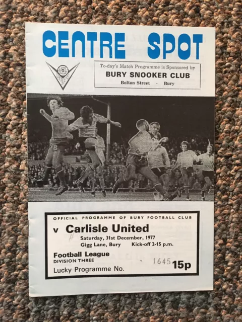 Bury v Carlisle United 1977-78 Division 3 Free Postage