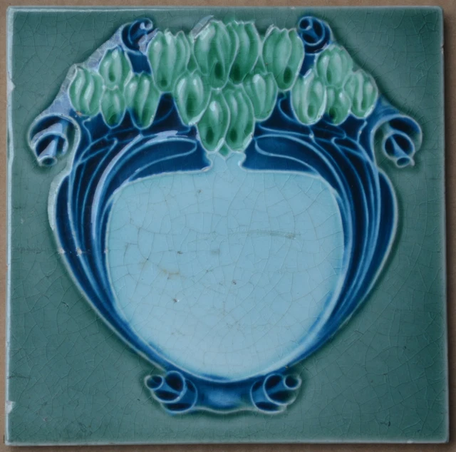 England - Antique Art Nouveau Majolica Tile C1900