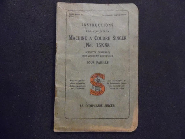 Manuel D'instructions Singer N°99 Pour Machine à Coudre - Ancien - UK
