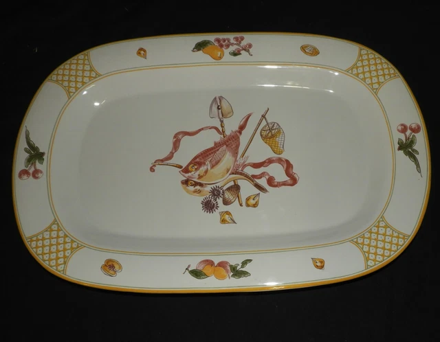 L] LA CHAPELLE DES POTS Grand plat ovale (décor pâche, poissons..) TBE