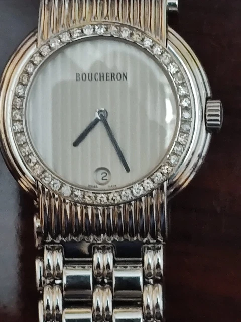 Bracelet De Montre Boucheron Cuir Croco Blanc 19mm - Occasion