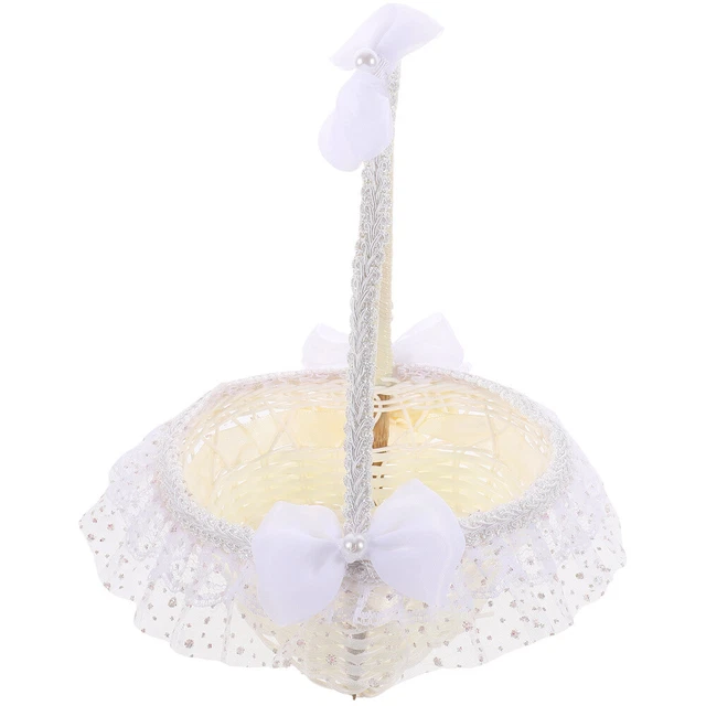 2 Pcs Matrimonio Fiore Ragazza Cestino Cesto Con Manico Di Fiori