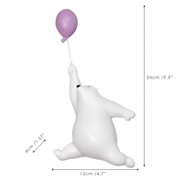 Polar Bears Figurines Creative Flying Balloon Figure Home Wall Mount Decoration