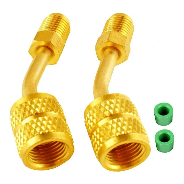 Mumusuki Adaptateur Laiton AC R410A 1/4" Mâle Vers 5/16" Femelle Avec Tuyau Noyau Valve