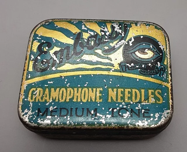 Vintage Embassy Medium Tone Gramophone Record Needles Tin  & Contents