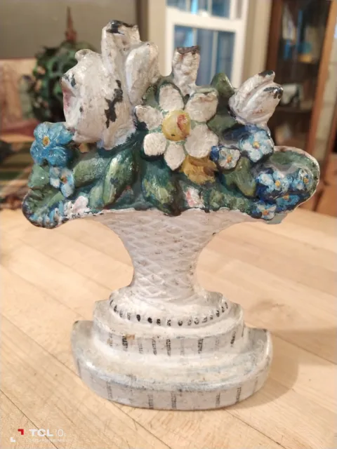 Vintage Flower Vase Cast Iron Door Stop - Shabby Chic / Cottage Decor