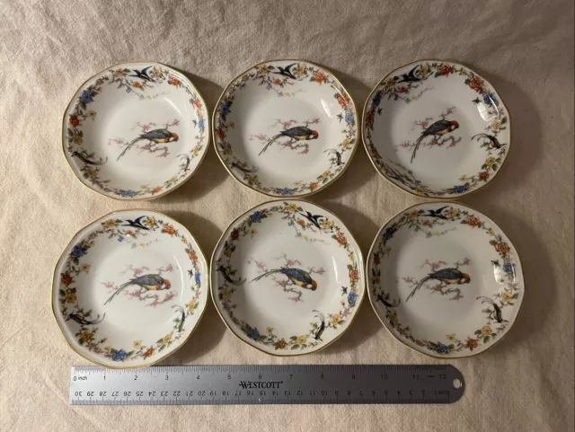 6 Theodore Haviland Limoges France Arcadia Bird of Paradise 5" Fruit Bowls 