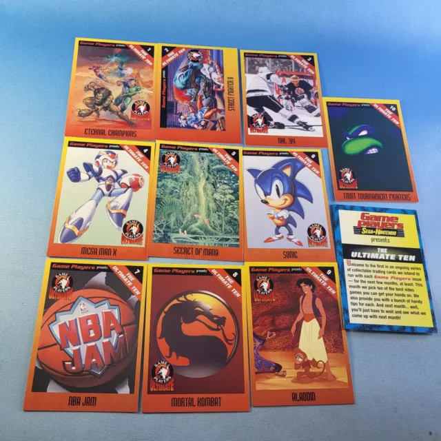 1994 Game Players The Ultimate Ten-Complete 11 cards-SEGA SNES NINTENDO-NM-RARE!