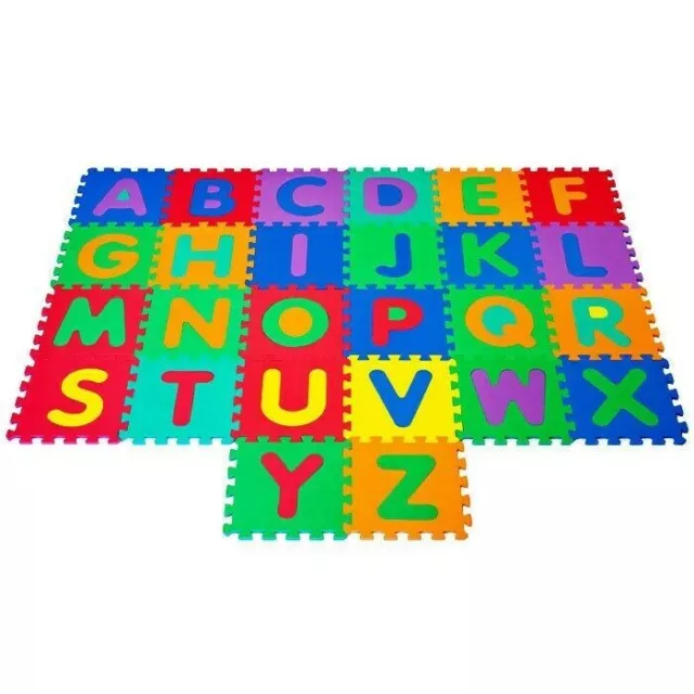 Foam Floor Alphabet Puzzles Mat For Kids 26 Interlocking Tiles 6 Feet Wide