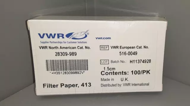 VWR Filter Paper 413   1.5cm, (100PK) 28309-989