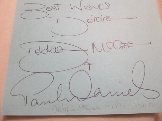 Magician PAUL DANIELS & assistant DEBBIE McGEE Strictly hand signed page