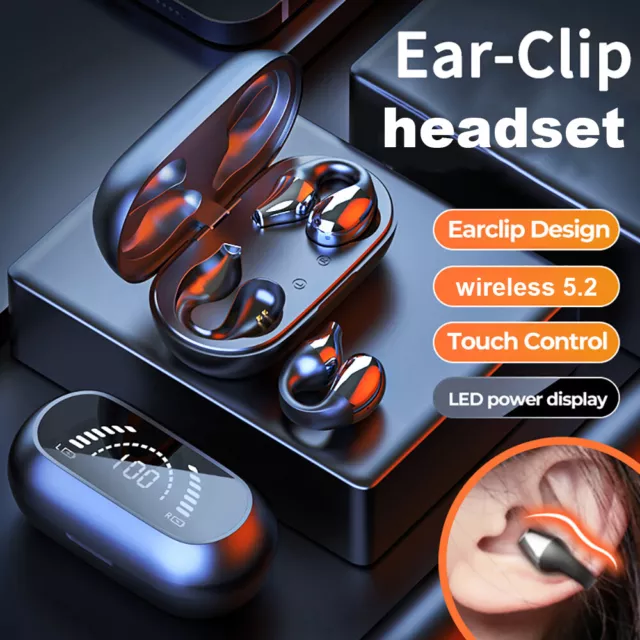 5.2 Bluetooth Wireless Ohrhörer Ohrclip Knochen Leitung Kopfhörer Sport Headset
