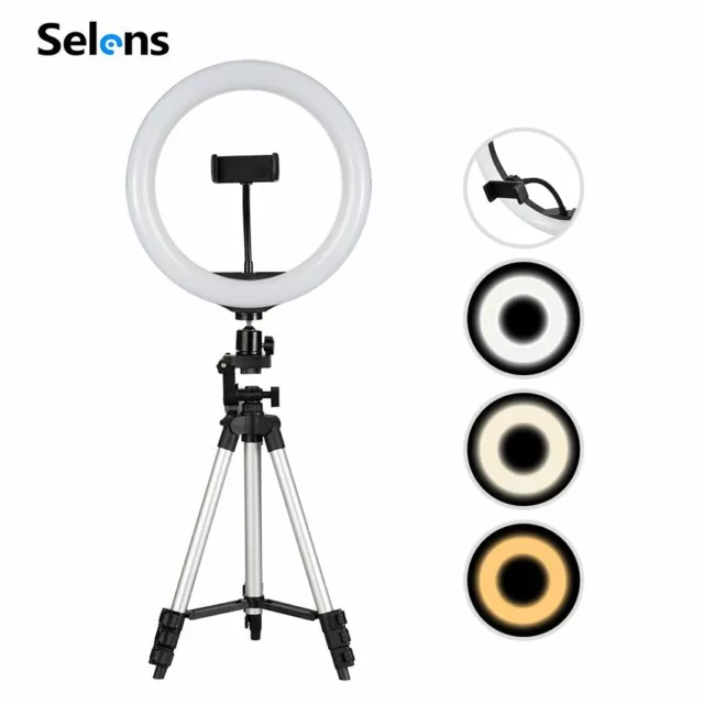 Dimmable LED Ring Light Tripod Kit Photo Selfie Makeup Lamp Live Lighting Lamp