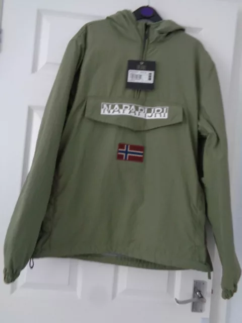 Napapijri Geograhpic Green Lichen Fur Lined Hooded Jacket Size L