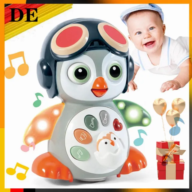 Kinder Baby Krabbeln Pinguin Interaktives Spielzeug Elektrisch mit Musik & Licht
