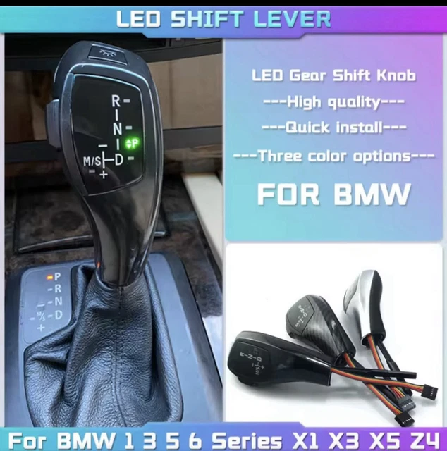 GEAR SHIFT KNOB Automatic Shifter Lever Chrome Black For BMW 3 5 Series ...