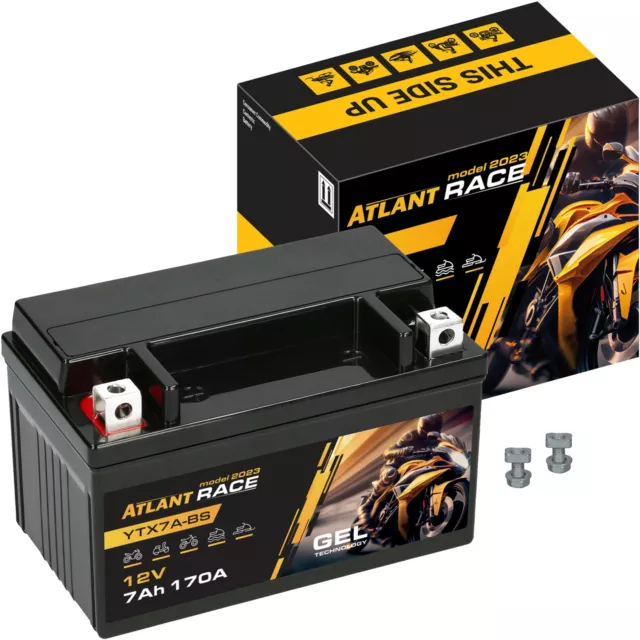 Atlant Race YTX7A-BS GEL Motorradbatterie 12V 7Ah 170A/EN CTX7A-BS