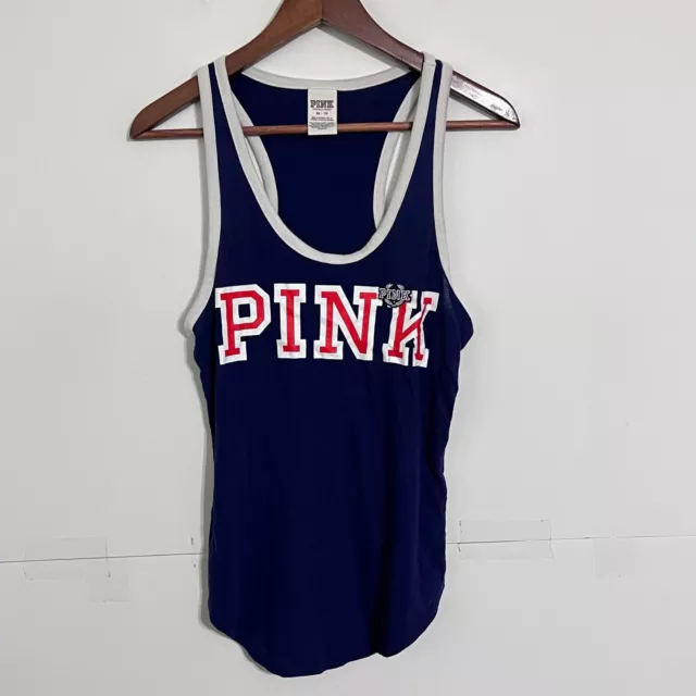 Pink Victorias Secret Womens Tank Top Size XS Blue Logo Embroidered