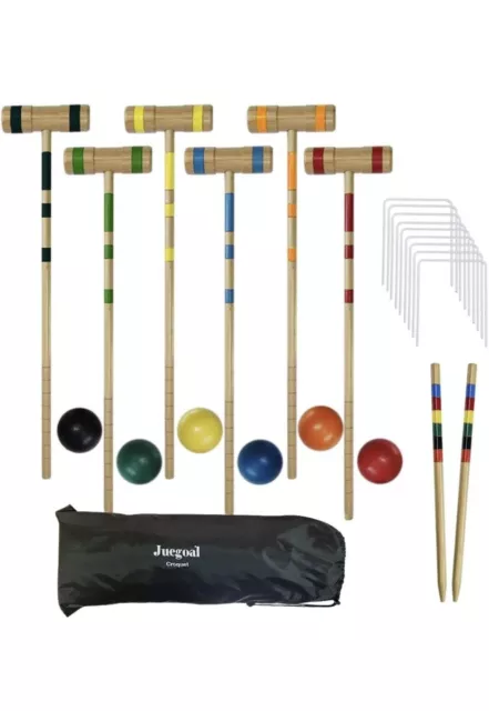 Upgrade Six Player Croquet Set For Adults Kids Family Carrying Bag, 32 Inch colo