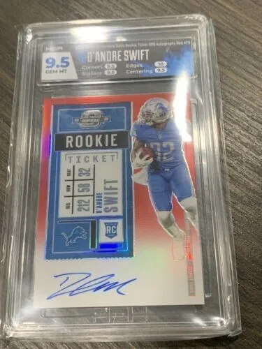 D'ANDRE SWIFT RC 2020 Contenders OPTIC ROOKIE TICKET AUTO RED HGA 9.5 GEM MINT`