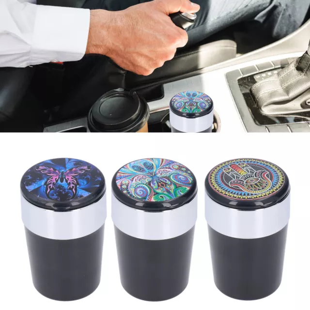 Car Ashtray Smokeless Blue LED Ashtray Cup Holder W/Double Smoke Hole For HG