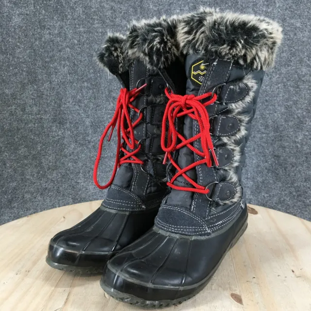 Khombu Winter Snow Boots Womens 8 M Jandice Gray Leather Mid Calf Faux Fur 3