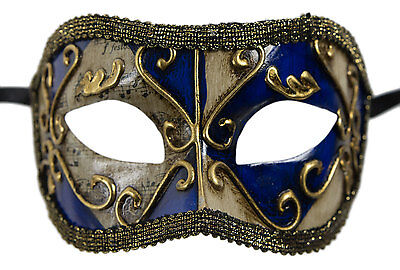 Mask from Venice Colombine Blue Golden Costume-Ball Masquerade - 1930 -V83B