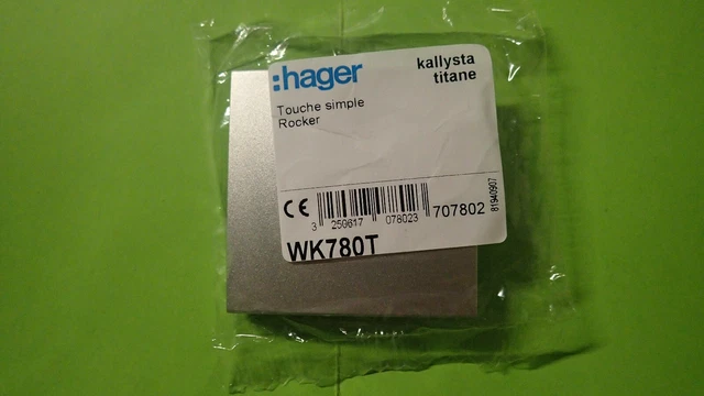 Hager WK780T KALLYSTA - Doigt Enjoliveur Interrupteur Touche TITANE - A l'unité