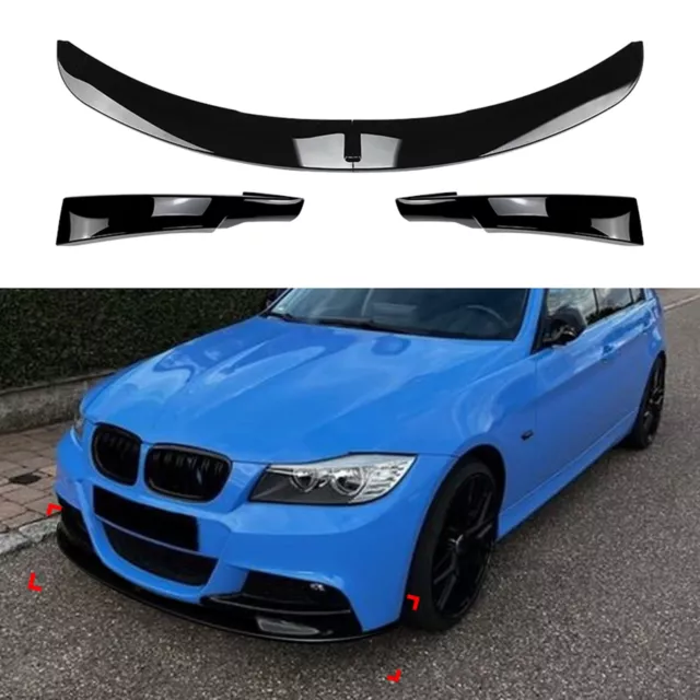 Black Front Lip Spoiler Splitter Kit For BMW 3 Series E90 E91 M Sport 2009-2012