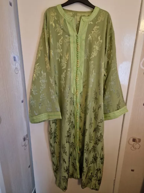 Ladies Pistachio Green Abaya/Long Kurta/Kaftan Ethnic Wear