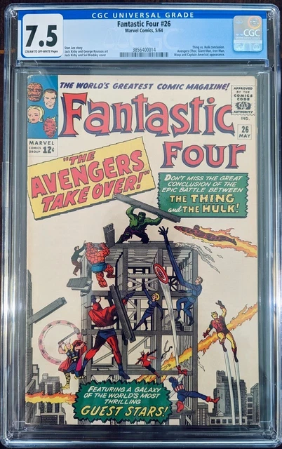 Fantastic Four #26. CGC 7.5 HULK VS THING Stan LEE Jack KIRBY 1964 Marvel HOT!